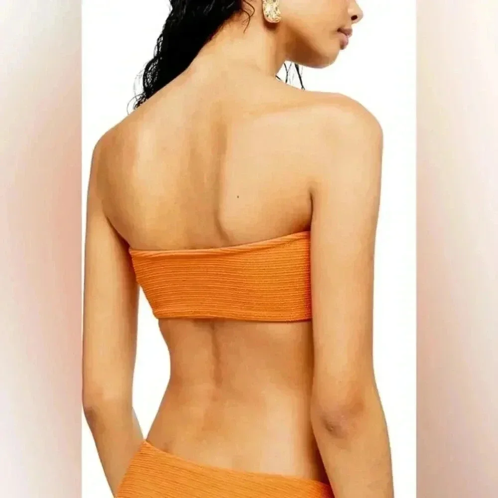 Topshop Crinkle Ring Bandeau Bikini Top Size 10 NWT - Picture 3 of 8